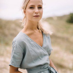 Mimosa green dress-Maternity linen dress-Oversized linen dress-Summer dress